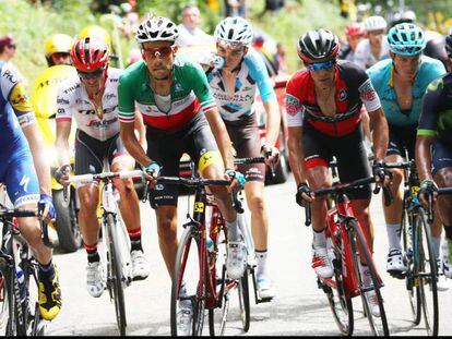 Contador, segundo por la izquierda, durante la novena etapa del Tour de Francia.