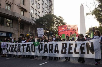 Marcha en Buenos Aires para pedir la liberaci&oacute;n de Bel&eacute;n, el 12 de agosto.