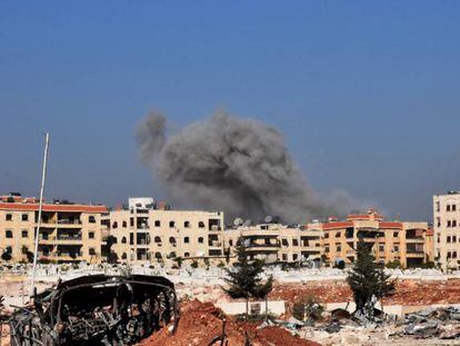 Explosiones tras el lanzamiento de cohetes en el oeste de Alepo.