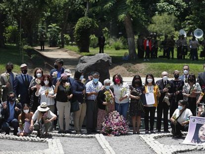 Ceremonia de la declaración del monumento por las víctimas como patrimonio nacional del Perú, este martes.