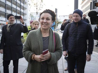 La escritora polaca Olga Tokarczuk, ganadora del Premio Nobel de Literatura 2018, este jueves en Bielefeld, Alemania.