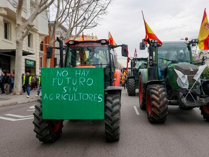 Protesta de agricultores este miércoles en el centro de Madrid.