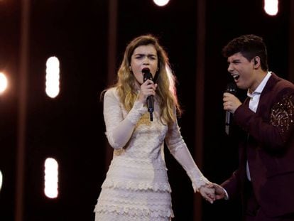 Amaia y Alfred, durante un ensayo de Eurovisión.