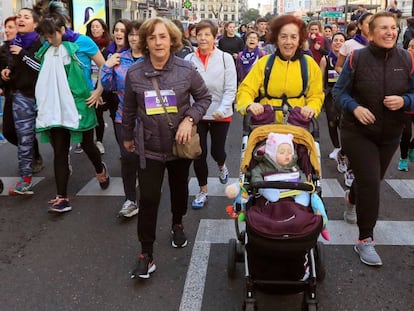 Participantes de la I Carrera Feminista, convocada este domingo en Madrid. 