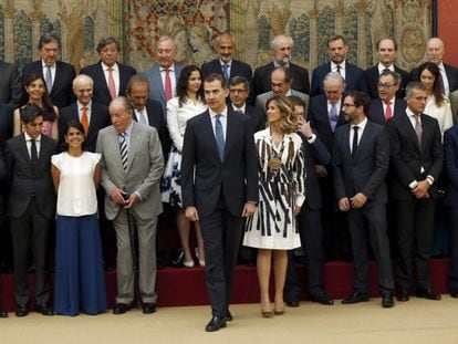Felipe VI y Juan Carlos I en la reunión del patronato de la Fundación Cotec.