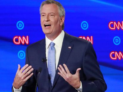 Bill de Blasio durante el último debate para las presidencia de 2020