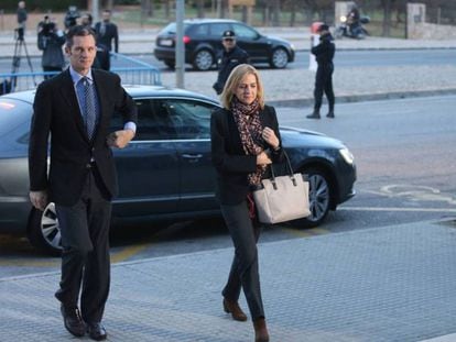 Llegada de la Infanta Cristina e Iñaki Urdangarin, al juicio del 'caso Nóos'.