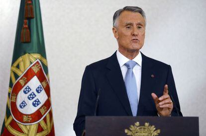 El presidente de Portugal, An&iacute;bal Cavaco Silva, en su discurso. 