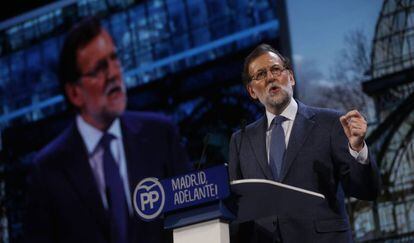 Mariano Rajoy, este viernes en el Congreso del PP de Madrid. 
