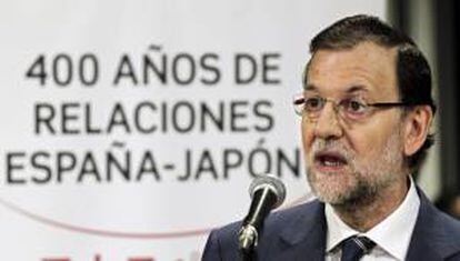 El presidente del Gobierno español, Mariano Rajoy, durante una su intervención en la inauguración de una exposición organizada en Tokio, recientemente. EFE/Archivo
