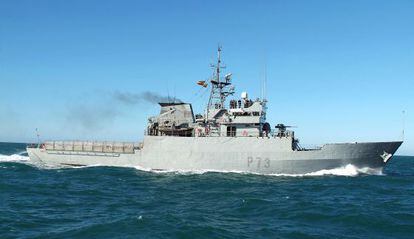 El patrullero de la Armada española 'Vigía', que se vio envuelto en un incidente en Gibraltar.