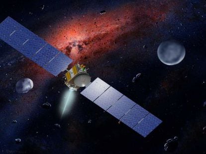 Ilustración de la misión espacial Dawn, de la NASA.