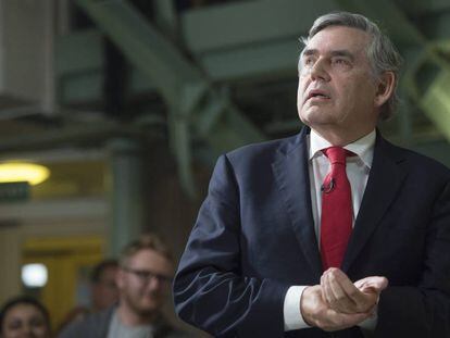 Gordon Brown, durante su discurso en Leicester.