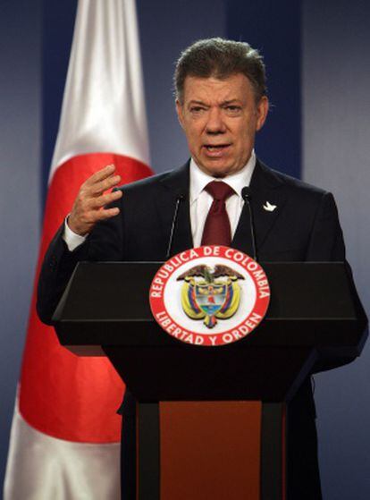 El presidente colombiano, Juan Manuel Santos, en una comparecencia este martes.