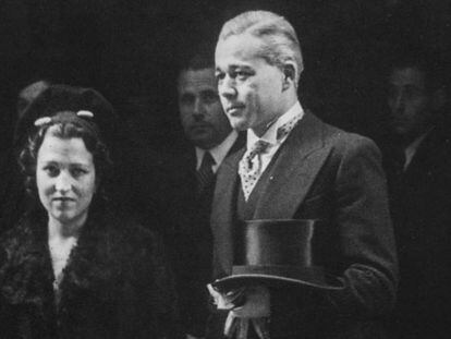 Roser Rahola y Jaume Vicens Vives, en una imagen de enero de 1941.