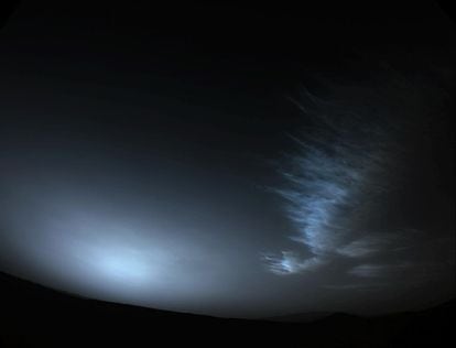 Clouds seen at the Martian dawn on March 18.