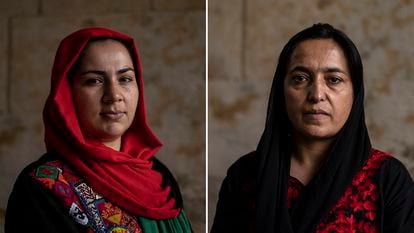 Khadija Amin (izquierda), periodista, y Massouda Kohistani, activista de derechos humanos, refugiadas afganas en la ciudad española donde han sido acogidas, el pasado jueves.