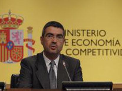 El secretario de Estado de Econom&iacute;a, Fernando Jim&eacute;nez Latorre, durante la rueda de prensa que ofreci&oacute; hoy en Madrid para analizar los datos del IPC de mayo. 