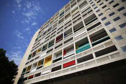 Una de las fachadas de la Unidad Habitacional de Le Corbusier, en Marsella.