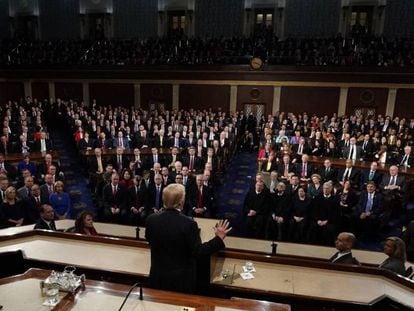 Donald Trump durante su discurso del estado de la Unión este martes en Washington.