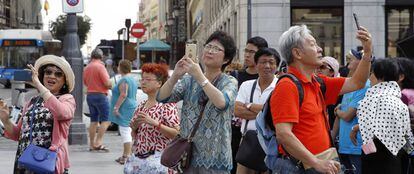 Turistas chinos en Madrid.
