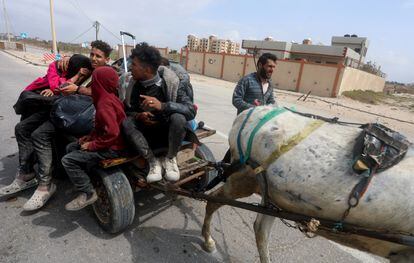 Palestinians flee northern Gaza, after the attack by Israeli troops on the Al Shifa hospital, this Monday. 