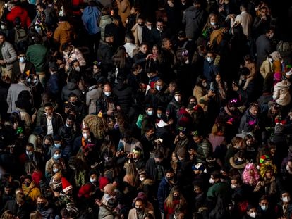 Celebración de Nochevieja en la Puerta del Sol de Madrid.