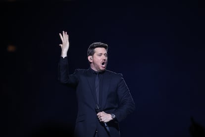 El cantante y compositor Michael Bublé durante su actuación  en Madrid esta semana. Ricardo Rubio / Europa Press