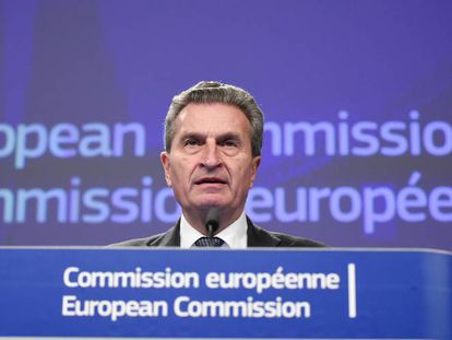 El comisario europeo de Presupuesto y Recursos Humanos, G&uuml;nther Oettinger, la semana pasada en Bruselas. 