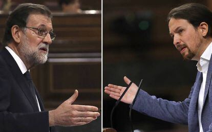 Rajoy e Iglesias, durante el debate.