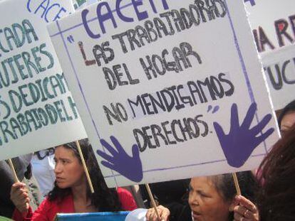 Una protesta de trabajadoras del hogar. 