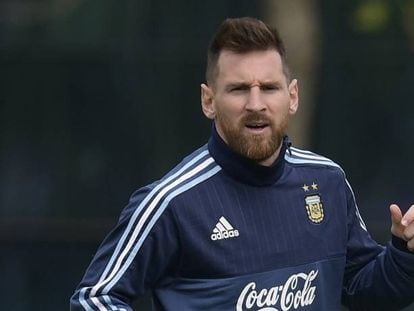 Messi, en el &uacute;ltimo entrenamiento con Argentina.