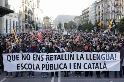 Manifestació per l'escola en català l'abril passat.
