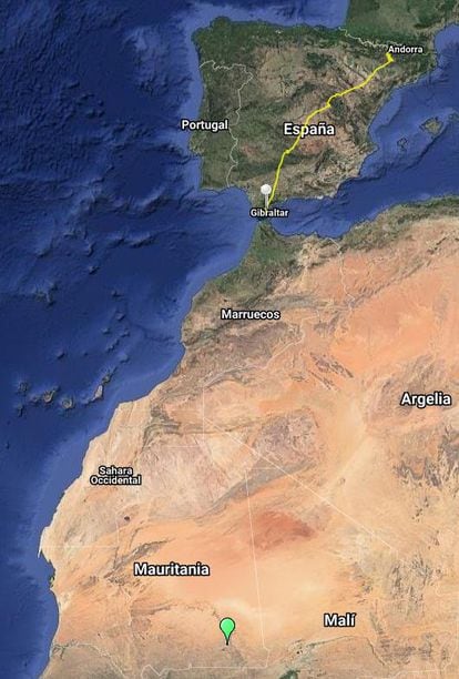 Posición última de Doce, al sureste de Mauritania en el lugar de invernada. 