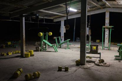 Un gimnasio en el interior del centro Morelos. Los presos podían realizar actividades al aire libre.