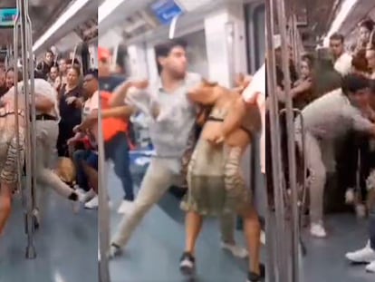 Tres momentos de la agresión a una mujer trans en el metro de Barcelona en la noche del sábado.