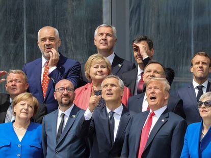 Los líderes de la OTAN antes de la reunión. 