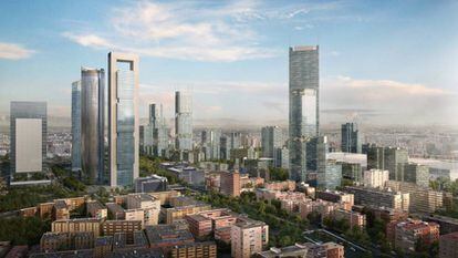 Recreación de los futuros rascacielos que se construirán en Madrid Nuevo Norte.