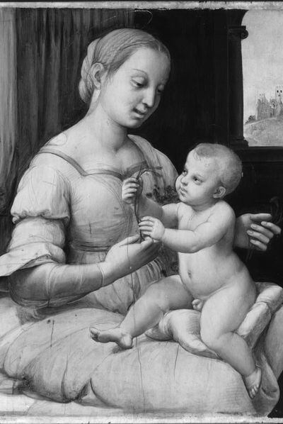 <i>La Madonna de los claveles </i><b>de Rafael, redescubierta por medio de rayos infrarrojos
