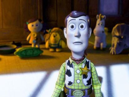 Woody, a 'Toy Story 3', acaba de veure alguna cosa que no li agrada gens.