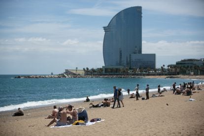 La playa de la Barceloneta (Barcelona) el pasado jueves.