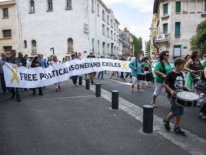 Manifestación a favor de la liberación de los políticos independentistas en Perpiñán.