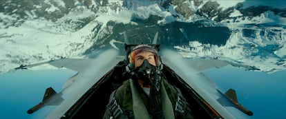 Tom Cruise, como el capitán Pete 'Maverick' Mitchell en una secuencia de 'Top Gun: Maverick'.