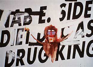 El acrílico sobre lienzo <i>Drug King</i>, realizado por Warhol y Basquiat en 1984 (colección privada).