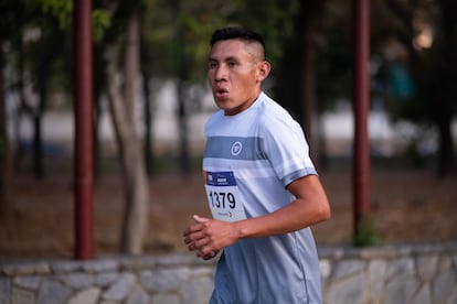 El atleta pemón durante un entrenamiento en Caracas.