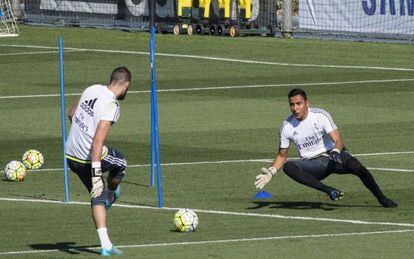 Keylor Navas en el entrenamiento previo al partido contra el Betis