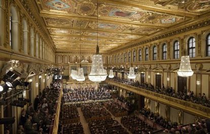 Ensayo general del Concierto de Año Nuevo en la Sala Dorada del Musikverein, de Viena, ayer miércoles.