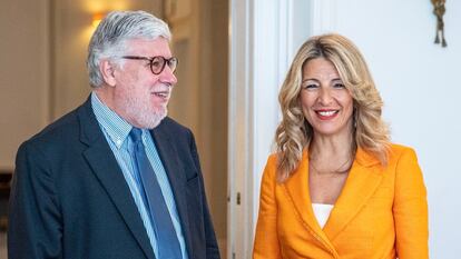 The diplomat Agustín Santos Maraver and the vice president and leader of Sumar, Yolanda Díaz.
