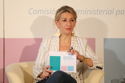 The Second Vice President of the Government and Minister of Labor and Social Economy, Yolanda Díaz, during a meeting on March 25.