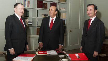 Sáenz, Botín y Marín, en una imagen facilitada por el Santander.
